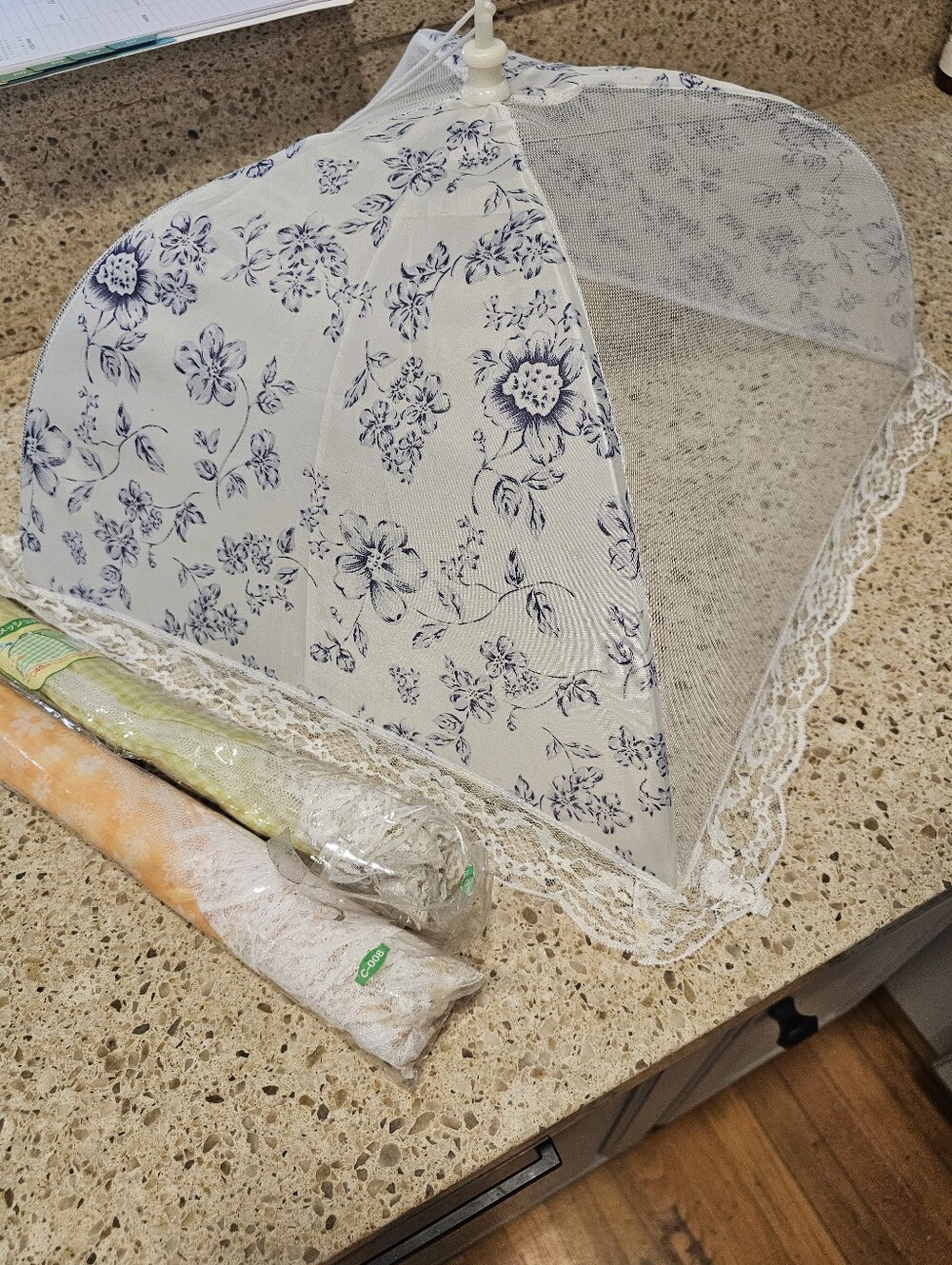 Set Of Three Floral Lace Food Cover Domes
